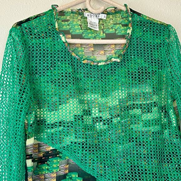 Vintage Adore asymmetric sheer layered unique 90s Y2K crochet 3/4 sleeve artsy S - Picture 3 of 13